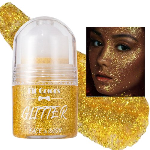 Body Glitter Roll on Festival Glitter Gel Makeup for Hair Face and Body Color Changing Glitter Gel Rave Party Makeup 25ml Gold