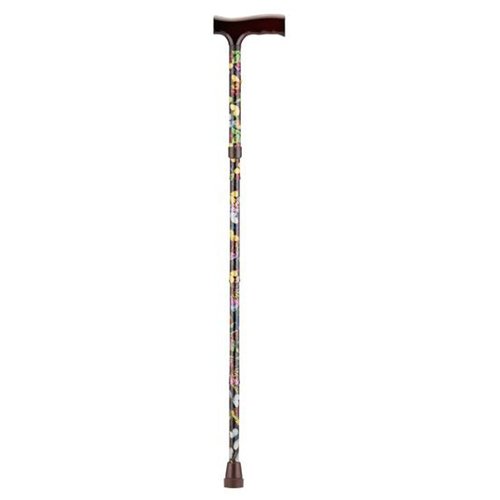 NOVA Folding Walking Cane with Wood Grip Handle, Foldable & Adjustable Travel Cane with Wood Comfort Handle, Butterflies