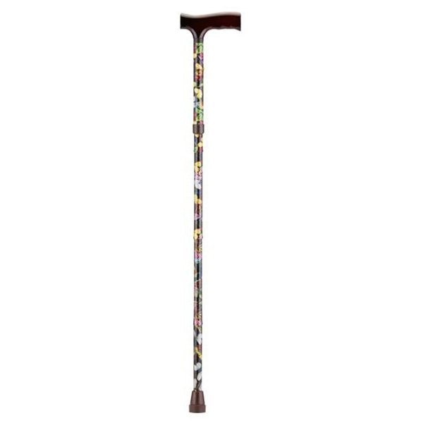 NOVA Folding Walking Cane with Wood Grip Handle, Foldable & Adjustable Travel Cane with Wood Comfort Handle, Butterflies