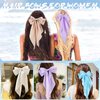 Olbye Hair Bows for Women Silky Satin Hair Ribbon Long Tail Bow Hair Clips Big Coquette Bows Black Hair Bow White Hair Ribbons Bows Hair Accessories for Women and Girls 4Pcs (Hair Bows B)