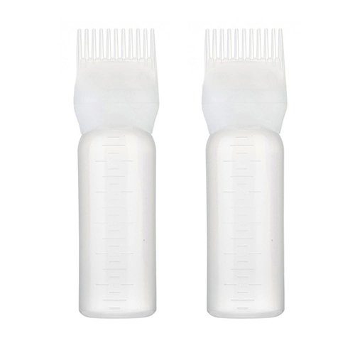 RUIFUU 2Pcs Root Comb Applicator Bottle, 6 Ounce Hair Dye Applicator Bottle Applicator Brush for Hair Root Comb Color Applicator Bottle with Graduated Scale