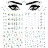 4 Sheets Face Eye Rhinestones Stickers Gems Jewels Rhinestones Self Adhesive Acrylic Pearls Hearts Star Crystal Face Stickers Makeup Tattoos Nail Stickers for Women