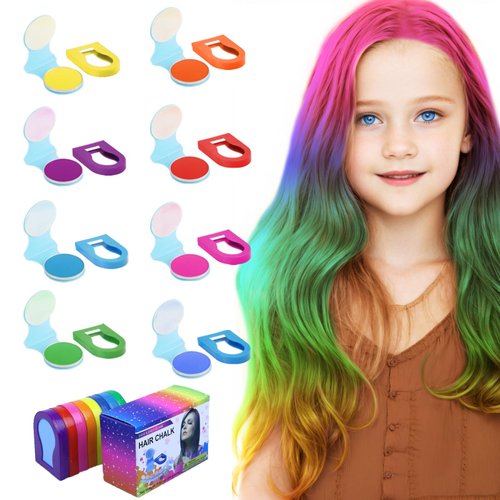 8 Colors Kids Washable Hair Chalk For Girls Boys,Safe Temporary Hair Dye Color Makeup For Kids Adults,Ideal For Sport Events Birthday Halloween Party Christmas Carnival Singer Concerts Cosplay