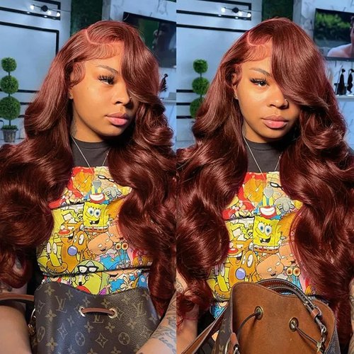 Reddish Brown Lace Front Wigs Human Hair Pre Plucked Pre Cut 5x5 HD Lace Closure Wigs Human Hair Wear and Go Glueless Wigs Human Hair Colored Body Wave Lace Front Wigs Human Hair For Women 20Inch
