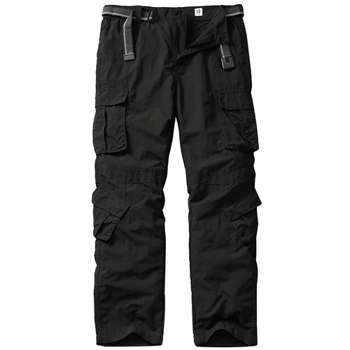 linlon Men's Outdoor Casual Quick Drying Lightweight Hiking Cargo Pants with 8 Pockets,Black,32
