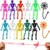 60 Pcs Halloween Stretchy Skeletons Party Favors for Kids with Sticky Spider Webs, Assorted Halloween Stretchy Toys for Kids Party Favors, Halloween Goodie Bags Filler, Pinata Filler, Game Prizes