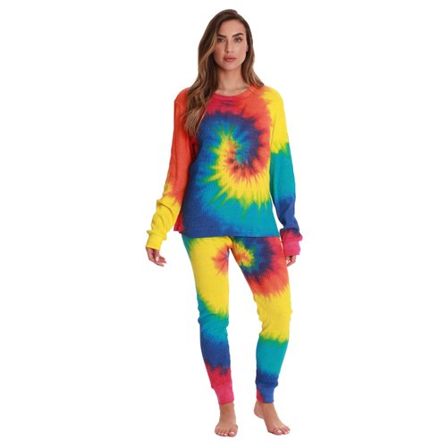 Just Love Women's Tie Dye Two Piece Thermal Pajama Set 6770-10364-L