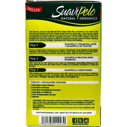 Suavipelo Natural Organics Hair Relaxer - No Lye (1 application Kit)