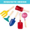 WEILAIDI Beach Toys,6 Pcs Children Beach Sand Toys,8'' Kids Gardening Set Metal Garden Tools with Sturdy Wooden Handle,Safe Kids Shovel with Cylinder, Spoon, Fork, Rake, Flat Shovel & Pointed Shovel