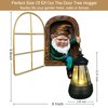 Fairy Garden Statues Gnomes Solar Lantern - Whimsical Elf Out The Door Tree Hugger Figurines Fence Wall Yard Art Home Decor Outdoor Tree Face Sculpture, Ideal Thanksgiving Decorations
