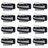 12pcs Wig Clip with Safety Pins, 10-Teeth Hair Extension Snap Clips Invisible Strong Wig Combs to Secure Wig No Sew Chunni Grip Dupatta Clips for Girls Women Wig Headscarf Hijab & Tikka(Black)