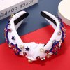4th of July Headbands for Women, 4th of July Accessories, American Flag Patriotic Headbands, Rhinestone Pearl Knotted Headbands Beads Embellished Jeweled Headbands Holiday Gifts (Star D-White)
