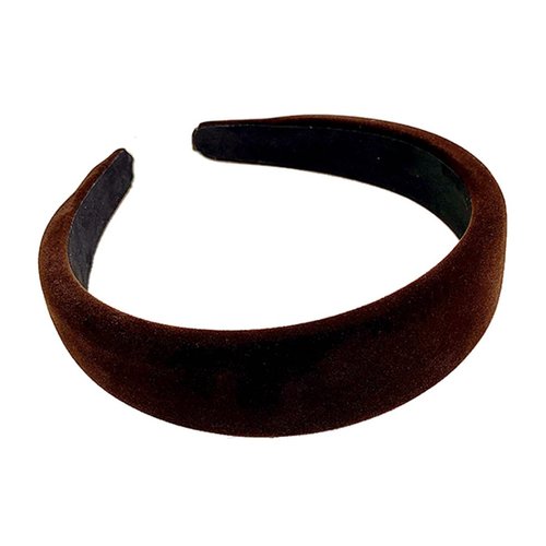 JINBUYAO Velvet Padded Headband Vintage Solid Color Hair Band Fashion and Comfortable Headwear for Women(Dark Brown)