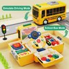 HONGTUO School Bus Toy with Sound and Light, Simulation Steering Wheel Gear Toy, Toddlers School Bus Toys with Music Education Knowledge Simulation Driving Bus Toys, Gift for 1-3-5 Boys & Girls