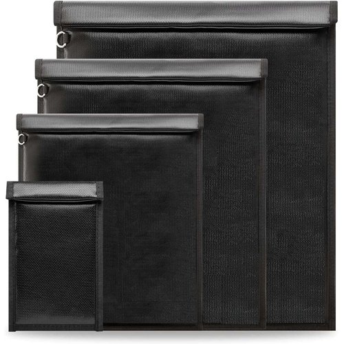 Faraday Bags EMP Proof, Faraday Key Fob Protector for Laptops & Phones & Tablets & Car Keys, Faraday Cage for Anti-Theft Anti-Tracking, Fireproof & Waterproof RFID Signal Blocker Pouch, 4 Pack (Black)