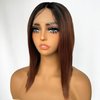 SOKU Ombre Brown Lace Front Wigs 12 Inch Synthetic Bob Wigs with Baby Hair Short Straight Lace Front Wigs Pre Plucked Heat Resistant Fiber Hair for Women