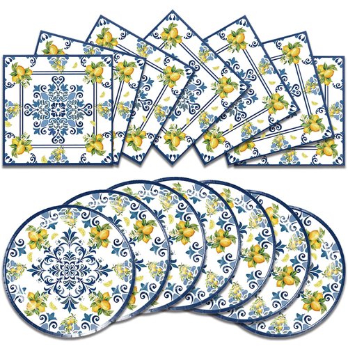 40pcs Capri lemon Birthday Party Supplies- Capri lemon Party Tableware set For Kids, Plate, Napkin Party Decorations Dinnerware plate
