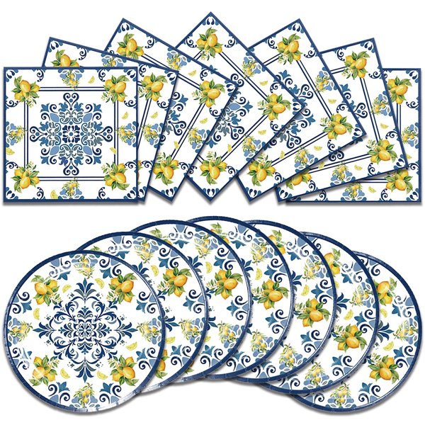 40pcs Capri lemon Birthday Party Supplies- Capri lemon Party Tableware set For Kids, Plate, Napkin Party Decorations Dinnerware plate