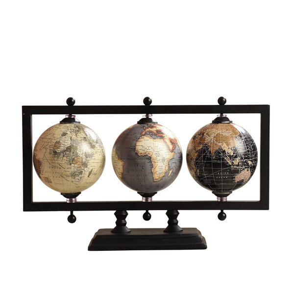 Rely+ Set of 3 4'' World Globe Sturdy Metal Stand (NOT PLASTIC!) - Rotating Desktop Globe For Geographic Home Desk Table Office Gift - Book Shelf Decor World Globe - Landscape