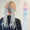 Waimemoya 6 PCS Bow Hair Clips, Ribbon Hair Clips for Women Girls, Double Bowknots Hair Bows Clips With Organizer Box, Tassel Ribbon Bowknot With Long Tail, Valentines Birthday Gift