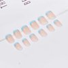 Foccna 24pcs French Tip Blue Fake Nails Glossy Square Press on Nail False Nails Tips Artificial Finger Manicure