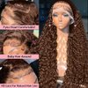 Chocolate Brown HD Lace Front Wigs Human Hair 180% Density 13x4 Water Curly Lace Front Wigs Human Hair Pre Plucked Glueless Wigs Human Hair for Black Women (20Inch, Brown)