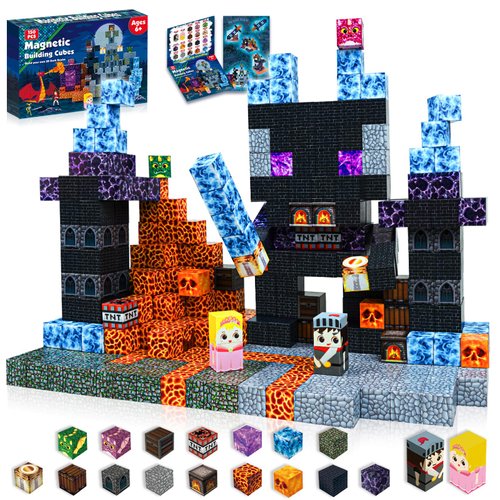 Goody King 150 PCS Magnetic Building Blocks Montessori Magnetic Toys, Build Magnetic Dark Castle Set, STEM Toddler Sensory Building Blocks for Toddler Boys Girls 3 4 5 6 7 8 9 10th Birthday Gift