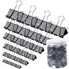 120 Pcs Binder Clips - Paper Clamps Assorted 6 Sizes, Paper Binder Clips, Metal Fold Back Clips with Box for Office, School and Home Supplies, Black