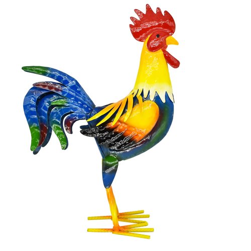 MIYOLO Metal Rooster Yard Art Chicken Garden Outdoor Decor, Metallic Roosters Statue & Sculpture Decorations for Kitchen Farm Lawn Patio Backyard Housewarming