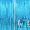 YUKL Blue Backdrop Curtain Door Streamers 2Pack Blue Streamers Party Decorations Blue Foil Fringe Curtain Blue Tinsel Fringe Backdrop for Bluey Birthday Decorations Stitch Birthday Decorations