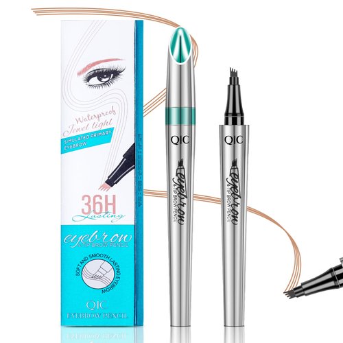 Eyebrow Pen, Eyebrow Pencil with a Micro-Fork Tip Applicator for Eyebrows, Waterproof Long-Lasting Microblading Pencil for Natural Looking Brows Makeup (Light brown)
