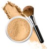 FOUNDATION with FLAWLESS FACE BRUSH Mineral Makeup (BEIGE) Matte Natural Loose Powder Bare Skin Cosmetics Full Coverage Long Lasting All Skin Types SPF 18