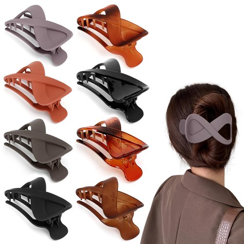 8 Pcs French Concord Flat Hair Clips Curved Hair Claw for Thin Thick Hair No Metal Hair Accessories for Brides Girl Women Birthday Christmas Gifts (3.35 Inch)