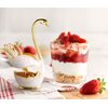 Flylin Coffee Dessert Spoon Set Metal Swan Base Holder Spoon Organizer with 6pcs Ice Cream Spoons Teaspoons Coffee Dessert Flatware (Gold)