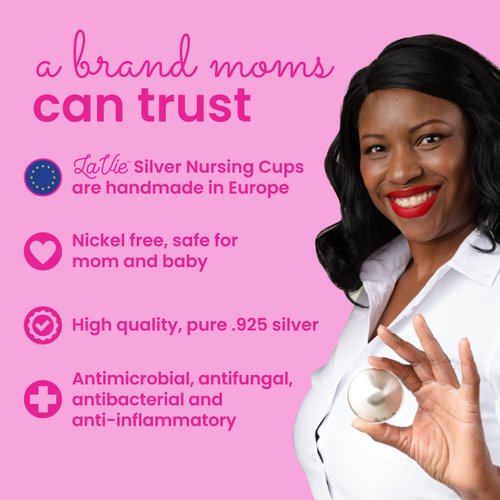 LaVie Silver Nursing Cups, Soothing Protection for Nursing Nipples of Newborns, Calming Relief for Breastfeeding Moms, 925 Silver Nipple Covers All Natural (Size 1)