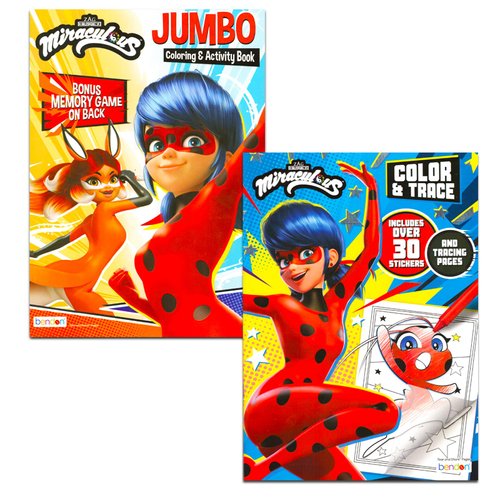 Miraculous Ladybug Activity Set for Kids - Bundle with Miraculous Ladybug 80pg Coloring Book, Color and Trace Book, Stickers, and More (Miraculous Ladybug Party Supplies)