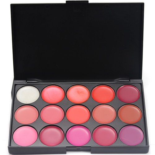 Pure Vie® Professional Matte 15 Colors Non-Sticky Lip Gloss Palette Lipgloss Makeup Kit Cosmetic Contouring Palette