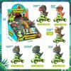 SMILESSKIDDO Dino Pull Back Cars - 6 Packs Dinosaur Cars, Finger Scooter, Mini T-Rex & Triceratops Toys, Stocking Stuffers for Kids Boys & Girls Age 3 4 5 6