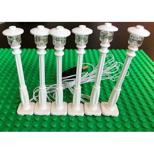 Shining Blocks LED Lighting Kit White Lamp Posts Street Light 1 x 6 for Lego USB Powered