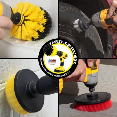 Drillbrush Drill Brush Scrub Brush Drill Attachment Kit - Drill Powered Cleaning Brush Attachments - Time Saving Cleaning Kit – Our Drill Brush Attachment kit is Great for Cleaning Tile and Grout