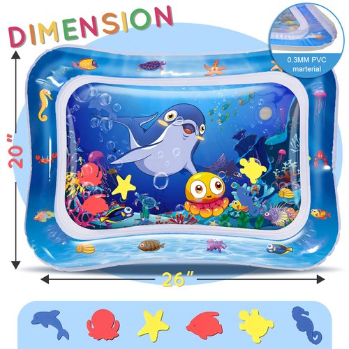 Infinno Tummy Time Mat Sensory Water Mat for Babies, Baby Toys for 3 6 9 12 Months Boys and Girls, Great Gift Idea of Baby Stuffs