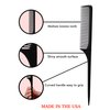 Allegro Combs 61 XL Rat Tail Combs Wide Tooth Comb Detangling Hair Styling Coarse Hair Foiling Thick Back Parting Combs Hairstylist Combs For Women Made In USA 3 Pc. (Black)