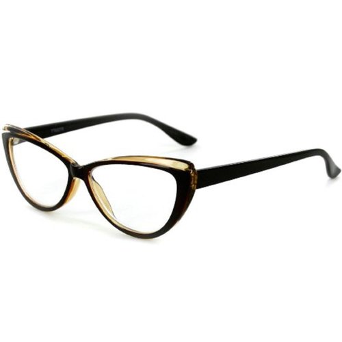 Incredible Bargains Colorful Two Tone Cat Eye Reading Glasses for Women (Brown +1.00) Carrying Case Included