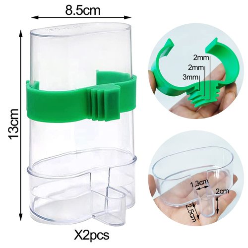 2 Pcs Automatic Bird Water Dispenser, Parrot Bird Water Feeder, Bottles Bird Drinker Seed Food Container, Parakeet Cage Accessories for Parakeet Budgies Cockatiel Lovebird Small Birds Canary Finch
