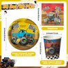 K1tpde Monster Truck Party Tableware - 90PCS Monster Truck Theme Party Paper Plates Set Checkered Flag Monster Truck Birthday Decorations Monster Plates Disposable Paper Cup Napkins Party Supplies