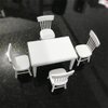 SXFSE Dollhouse Decoration Accessories, 1:12 Dollhouse Miniature Furniture Wooden White Dining Table Chair Model Set