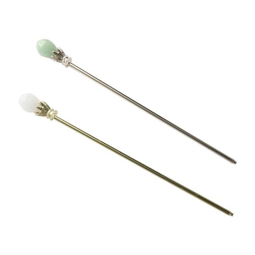 Pokinge 2pcs Chinese Style Hanfu Ornament Hair Stick,Elegant Imitation Jade Hair Fork for Women,Alloy Hair Clasp Style Tool,Retro Cheongsam Coiffure Headdress