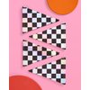 xo, Fetti Checkered Black and Iridescent Party Decorations Flag Banner - Set of 4, 32 Ft | Bachelorette Party Disco Garland, Monster Truck Birthday Party Supplies, Racecar Kids Decor