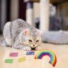Andiker Catnip Toy&4pcs Cat Spring Toys, Colorful Plush Rainbow Pet Pillow, Cat Chew Toy for Kitten Scratch, Bite and Hug, Interactive Cat Toy for Indoor Cats to Smooth Mood and Relax (Darker)