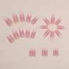 Medium Long Press on Nails Ombre Pink Fake Nails Glossy Glitter Full Cover Glue on Nails Bling Designs Natural Nude False Nails Reusable Artificial Acrylic False Nails for Women Manicure Salon Kit
